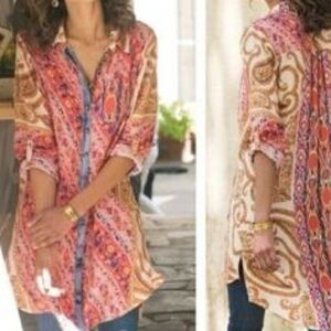 Soft Surroundings Button Down Print Top size PXS
